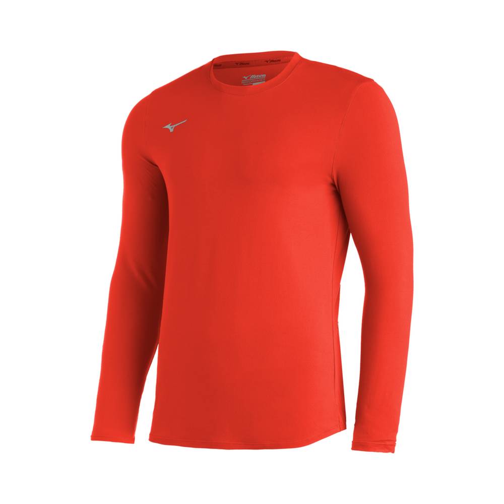 Mizuno Comp Diamond Long Sleeve Crew - Erkek Gömlek - Turuncu Türkiye (EDWXQP-697)